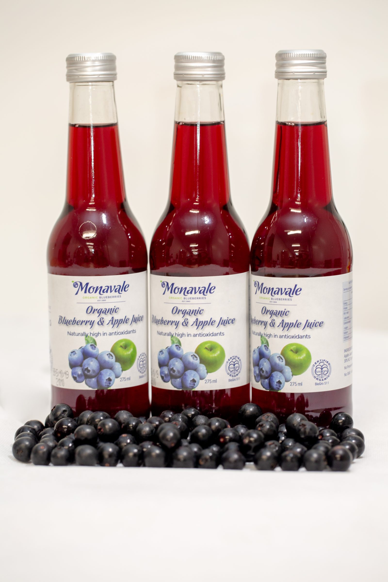 Blueberry & Apple Juice Box 15 Bottles Monavale Organic Blueberries