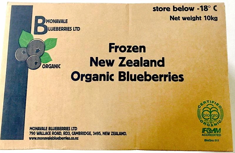 Monavale NEW ZEALAND Frozen Organic Blueberries Website