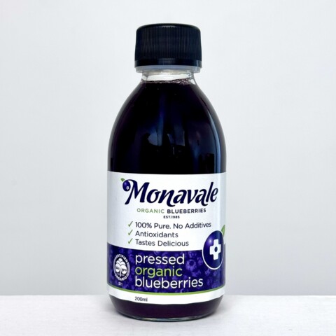 Box of 12 x 200ml Monavale Pressed Organic Blueberries