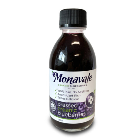 Box of 12 x 200ml Monavale Pressed Organic Blueberries